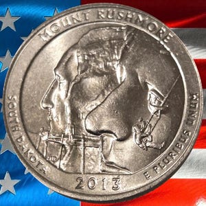 Moneda conmemorativa nacional del Monte Rushmore de 25 centavos en circulación de P&D 2013, moneda coleccionable de la Casa de la Moneda de EE. UU., escultura icónica, diseño histórico