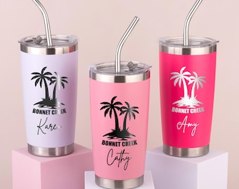 Personalized 20OZ Stainless Steel Travel Mug, Vacation Trip Cup, Engraved Custom Logo Tumbler, Birthday Trip Cruise Cup