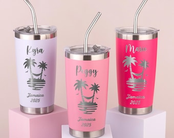 Birthday Bash Crew, Personalized Tumbler 20oz Stainless Steel Cup, Family Reunion Vacation Tumbler, Custom Girls Trip Travel Mug
