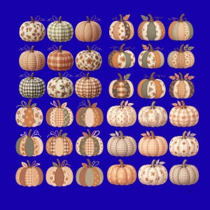 Pumpkin bundle, Watercolor Pumpkins And Bows Clipart, Coquette Pumpkins, Blue Toile Pumpkins, Gingham Pumpkins, Fall PNG, Blue Pumpkins,