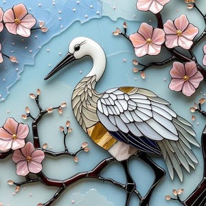 1,000-Piece Jigsaw Puzzle for Adults: Cherry Blossoms and Cranes Stained Glass Art