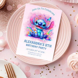 Editable Stitch Birthday Invitation: Lilo & Stitch Party (Digital Download