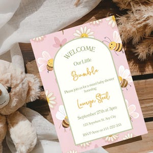 Editable Bee Baby Shower Invitation: Wildflower Theme (Digital Download)