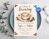 Coffee Baby Shower Invitation, A Baby Is Brewing Invite (Digital Download)