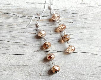 Orecchini pendenti in cristallo ceco con topazio champagne << Orecchini pendenti << Orecchini pendenti << Orecchini 925 < orecchini di cristallo
