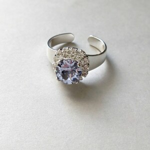 Lavendel lila Swarvoski Kristall verstellbarring Ring Sterling Silber vergoldet Einstellung &lt;&lt;Ringe &lt;&lt;Kristall Ring #shophandmade