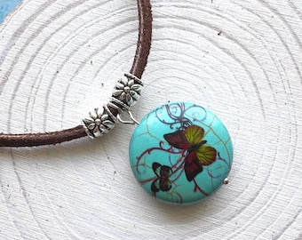 Gargantilla de mariposa turquesa, estilo bohemio de gamuza,