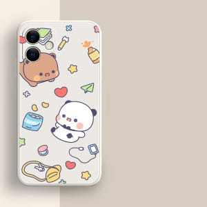 Bubu and Dudu Bear Phone Case, cute Panda Phone shell, yier Cartoon iPhone case Cover , iPhone 16 15 14 13 12 11 Pro Max 8 Plus X full model
