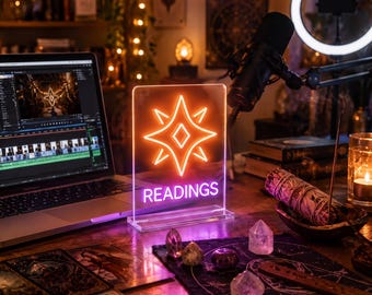 READINGS Mini Neon Sign - USB Desk Light for Tarot & Video