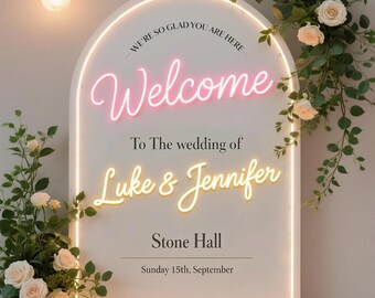 Custom Arched Wedding Neon Sign - Acrylic Welcome Light for Mr & Mrs