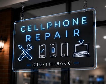 Custom Cell Phone Repair Neon Sign - Personalized Tech Shop LED Open Sign