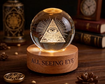Custom All Seeing Eyes Alter Neon Light – RGB LED Wood Base Crystal Ball Lamp