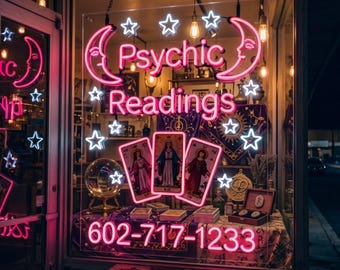 Custom Psychic Readings Neon Sign - Clear Acrylic Tarot Window Decor