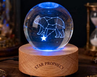 Custom Star Prophecy Alter Neon Light – RGB LED Wood Base Crystal Ball Lamp