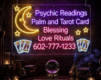 Custom Psychic Neon Sign - Tarot Palm Reading Storefront Decor for Shop