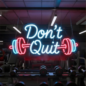 Custom Don&#39;t Quit Gym Neon Sign,Personalized Wall Art for Workout Rooms,LED Fitness Studio Deco,Garage Gym Motivational Lighting for athlete