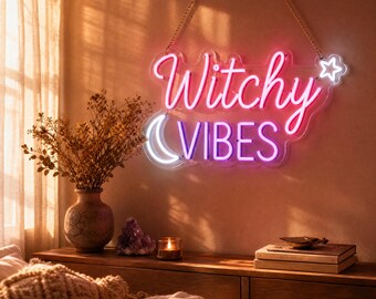 Custom Witchy Vibes Neon Sign - Boho Bedroom Wall Decor for Women Gift