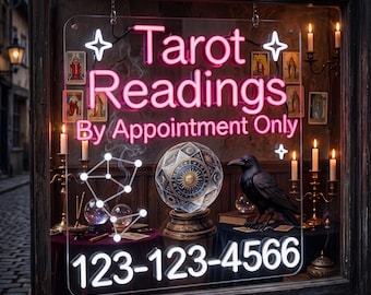 Custom By Appointment Only Neon Sign - Clear Acrylic Window Decor for Psychic