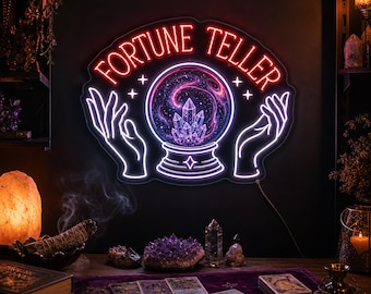 Custom Psychic Neon Sign - Crystal Ball Wall Art for Witchy Decor