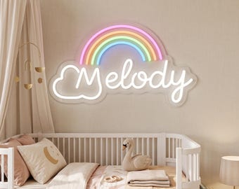 Custom Rainbow Neon Sign - Cloud Name Light for Girls Room Nursery Decor