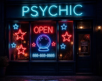 Custom Psychic Storefront Neon Sign - Large LED Window Decor for Shop