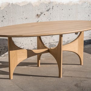 Oval Ellipse Dining Table – Solid Oak Handmade Wood Table, Japandi, Mid-Century style