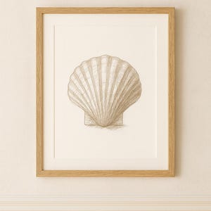 Coastal Shell & Coral Wall Art Set - Neutral Printable Sketch, Hamptons ...