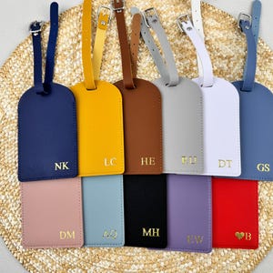 Personalized Vegan Leather Luggage Tag, Engraved Monogram Luggage Tag, Custom Luggage Tag, Monogram Suitcase Tag, Party Favors, Travel Gifts