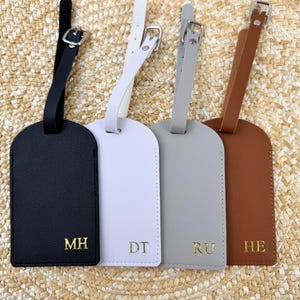 Personalised Leather Luggage Tag, Custom Name Travel Tag, Gift for Traveller, PU Leather Bag Tag, Monogram Tag, Custom Travel Accessory