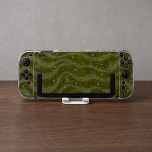 Custom Bunny Rabbit Meadow Case for Switch, OLED, Lite and Switch 2, Clear Hard Shell Cover, Green Starry Night Console Skin