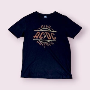 AC/DC High Voltage T-Shirt – Vintage Style – 100% Cotton – Black Band Tee – Size S – Rock Music Shirt