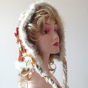 Autumn Fairy Crochet Hoodie, Woodland Pixie Hood, Cottagecore Fantasy Hoodies, Handmade Cosplay Hoodie, One of a Kind Gift for Nature Lovers