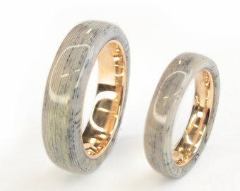 Personal paper wedding bands with 14K Gold sleeves - custom made of your love papers!