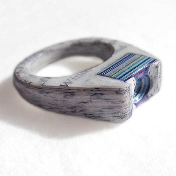 eternal paper ring no. 168 - statement ring made of layered book pages