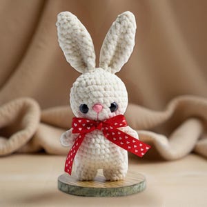 Handmade Crochet Bunny Plush – Soft Plush Rabbit, Long Ears Stuffed Animal, Amigurumi Bunny Gift, Nursery Decor