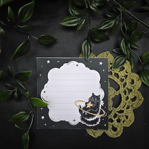 Cat Notepad 95 x 95 mm | Witchy Writing Pad | Square Notepad | Gothic Stationery | Kawaii Witch Gift