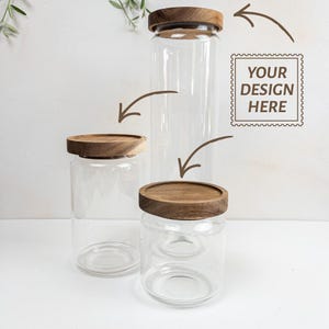 Förvaringsburk i glas med trälock – graverad med specialdesign – 500 / 750 / 1500 ml | LISA
