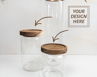 Glass Storage Jar with Wooden Lid – Custom Engraved – 500 / 750 / 1500 ml | LISA