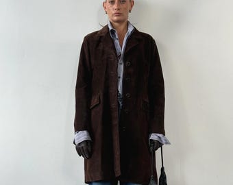 Vintage 1950s Suede Leather Coat Womens Brown Classic Retro Outerwear Gift For Her