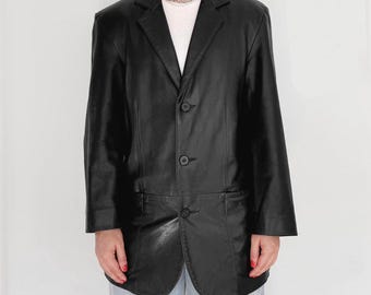 Handmade Black Sheepskin Leather Blazer - Women's Tailored Coat