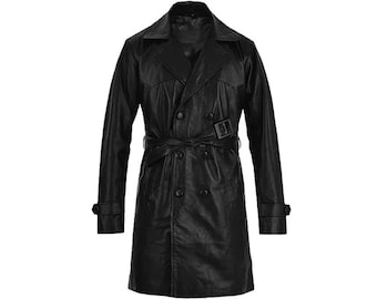 Echtleder Trenchcoat: Gothic Steampunk Matrix Style Overcoat