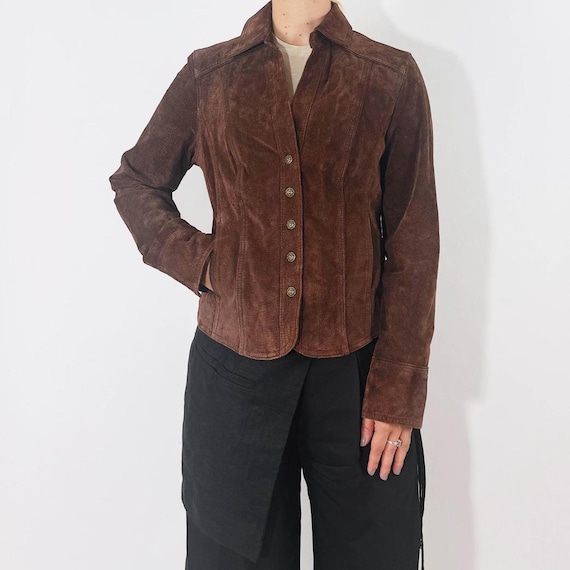 Handmade Brown Suede Leather Jacket: Women's Fitted Blazer Coat