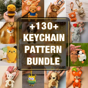 130 Amigurumi Keychain Crochet Pattern Bundle, Mini Plushie Pattern, Micro Animals, Cute DIY Crochet Ebook For Beginners
