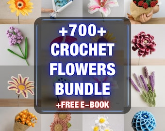 700+ Crochet Flower Pattern Bundle PDF with Wedding Bouquet Patterns Rose Tulip Daisy Lily Peony Sunflower Floral Crochet Patterns Download