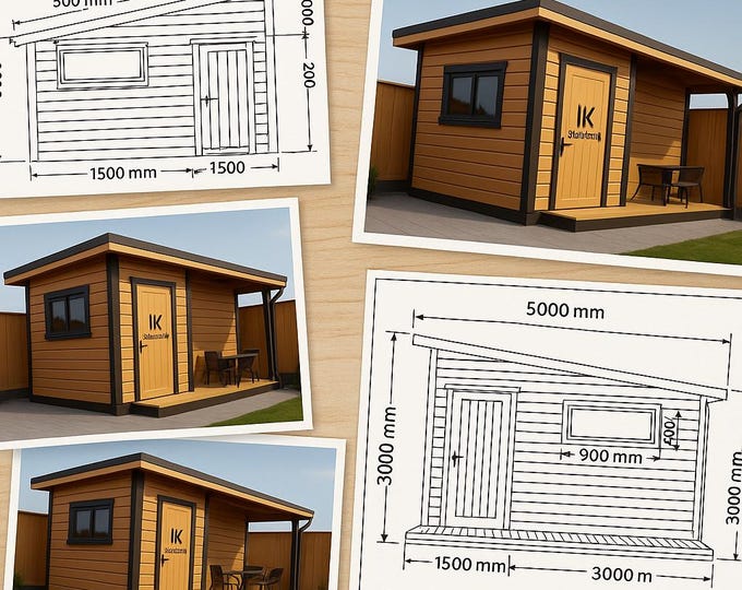 Featured listing image: Garden Shed Plan 5×3 m | Drawings + 3D Render + Material List PDF File
