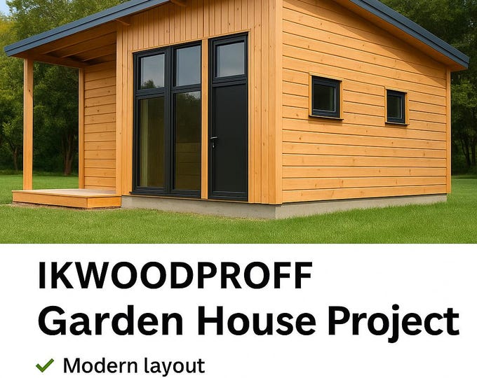 Featured listing image: Garden Shed Plan 5×3 m with Terrace | DIY Cabin Blueprint + Step-by-step Guide
