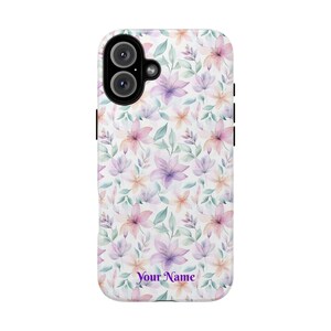 Personalized Floral iPhone Case - Custom Name, Protective Dual Layer