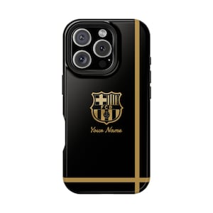Personalisierte FC Barcelona iPhone Hülle: Schwarz & Gold FCB Geschenk