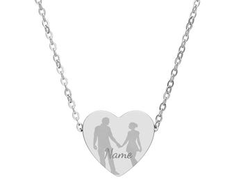 Collar de corazón: joyería grabada personalizada para regalos románticos, San Valentín, aniversarios, cumpleaños y recuerdos de pareja.