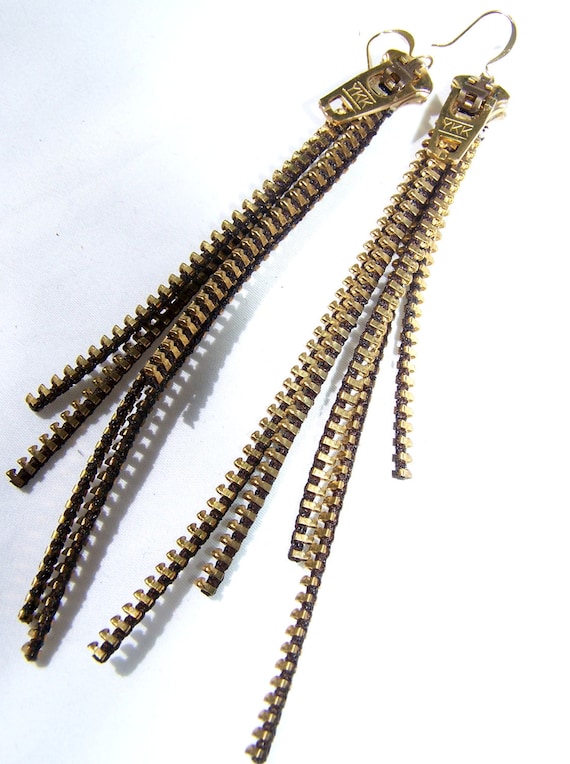 Items similar to Zipper Strand Earrings on Etsy